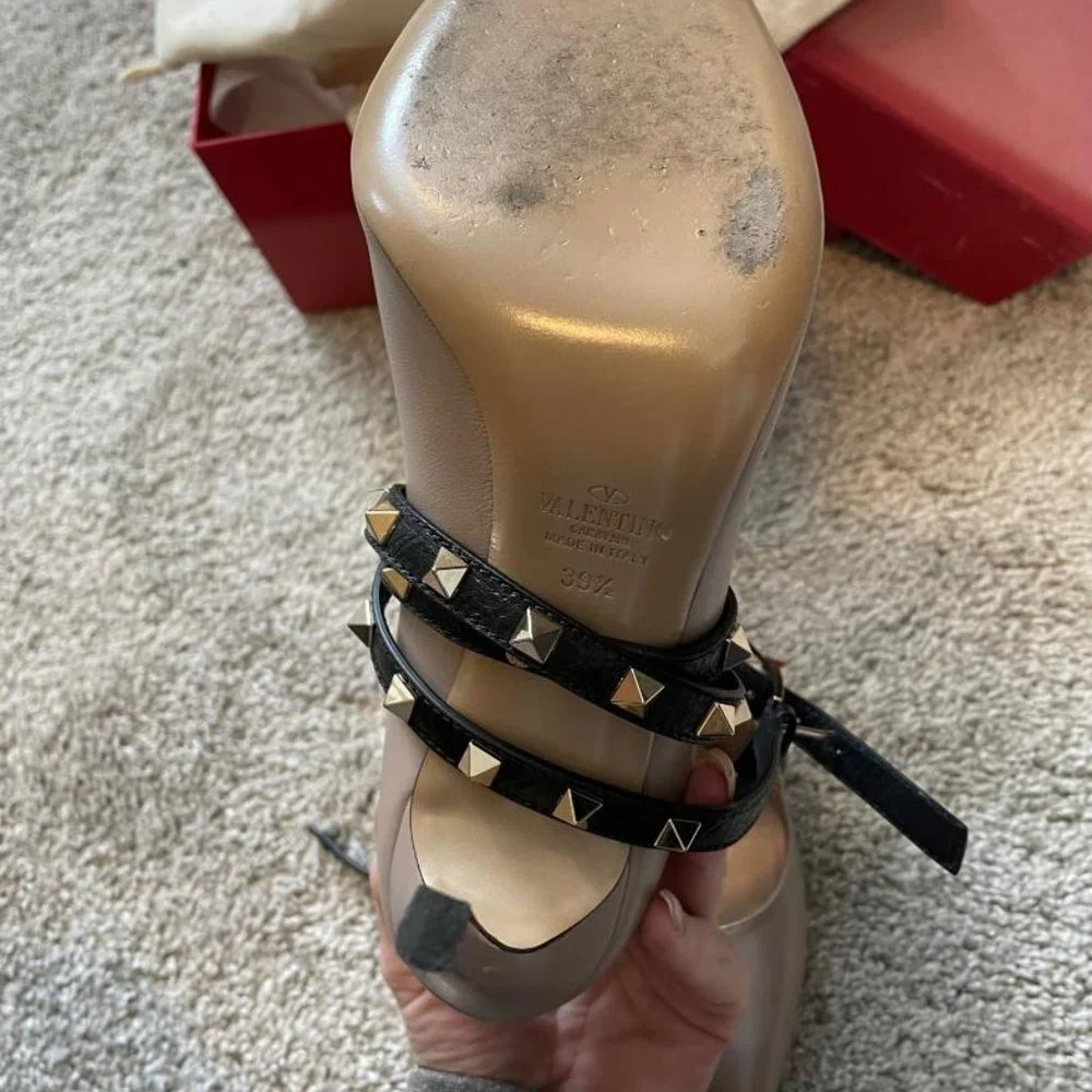 Valentino Rock Studded Ankle Crisscross Heels - Picture 5 of 12